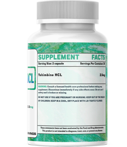 Yohimbine HCL (2.5mg) 60 Capsules -  Alpha Receptor Fat Targeting Complex