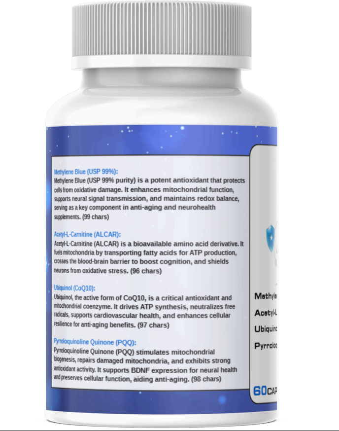 Methylene Blue (10mg) 60 Capsules - Mitochondrial Health & Brain Energy Formula