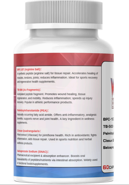 ولفيرين (BPC-157 1000 ميكروغرام + TB500 1250 ميكروغرام) 60 كبسولة